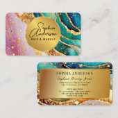 Chic Funkelnd Glitzer Golden Rainbow Agate Glamour Visitenkarte (Vorne/Hinten)