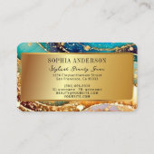 Chic Funkelnd Glitzer Golden Rainbow Agate Glamour Visitenkarte (Rückseite)