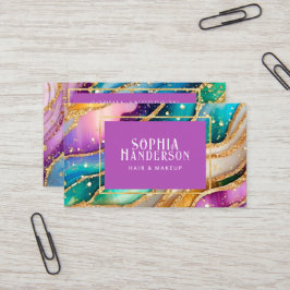 Chic Funkelnd Glitzer Golden Rainbow Agate Glamour Visitenkarte