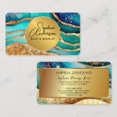 Chic Funkelnd Glitzer Golden Rainbow Agate Glamour Visitenkarte (Vorne/Hinten)