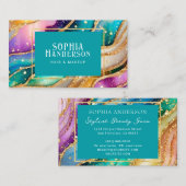 Chic Funkelnd Glitzer Golden Rainbow Agate Glamour Visitenkarte (Vorne/Hinten)