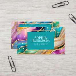 Chic Funkelnd Glitzer Golden Rainbow Agate Glamour Visitenkarte