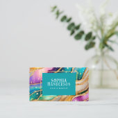 Chic Funkelnd Glitzer Golden Rainbow Agate Glamour Visitenkarte (Stehend Vorderseite)