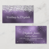 Chic Funkelnd Silver Glitzer Amethyst Foil Visitenkarte (Vorne/Hinten)