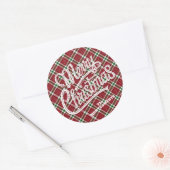 Chic funkelnde karierte Weihnachten Runder Aufkleber (Umschlag)