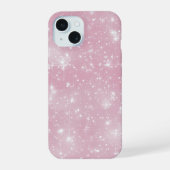 Chic funkelnder Glitter Staubrosa Glamour Starburs iPhone 15 Hülle (Rückseite)