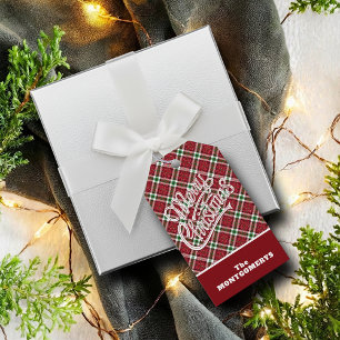 Chic funkelnder Karo Frohe Weihnachten Geschenkanhänger