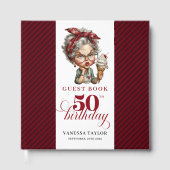 Chic funny 50th birthday lady guest signature book gästebuch (Vorderseite)