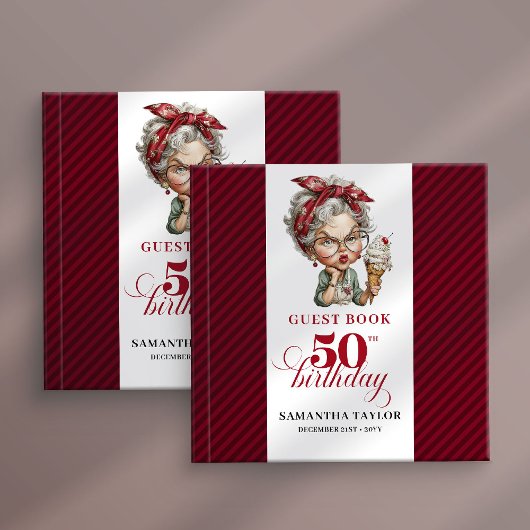 Chic funny 50th birthday lady guest signature book gästebuch