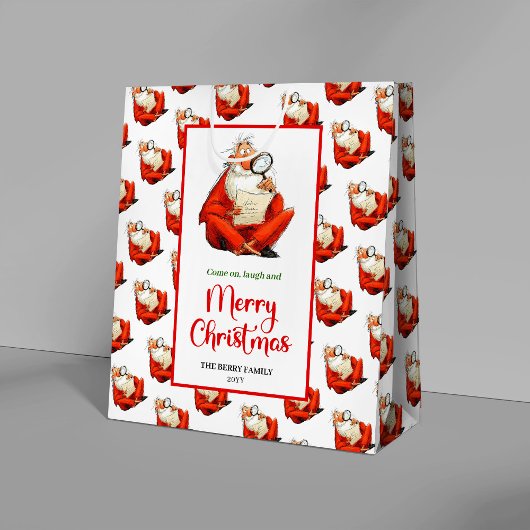 Chic funny Santa Claus gift bag editable style Mittlere Geschenktüte