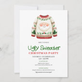 Chic Funny Ugly Sweater Christmas Invitation Einladung (Vorderseite)