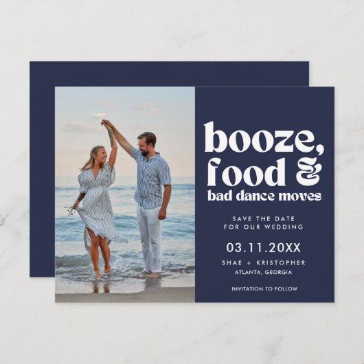 Chic Funny Wedding Foto Save the Date Ankündigung (Vorne/Hinten)