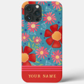Chic für ihre rote Blume Muster Inspirivity Case-Mate iPhone Hülle (Rückseite)