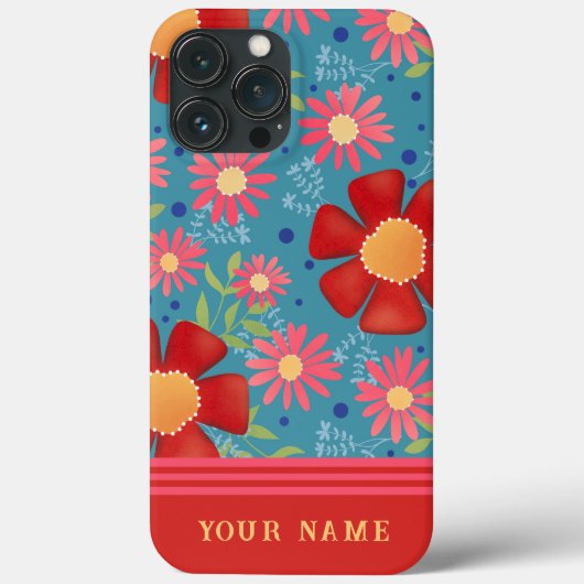 Chic für ihre rote Blume Muster Inspirivity Case-Mate iPhone Hülle (Rückseite)
