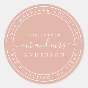 Chic Future Herr Frau Rücksendeadresse Dusty Pink Runder Aufkleber