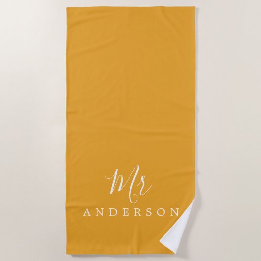 Chic Future Herr Mellow Yellow Monogram Beach Hand Strandtuch (Vorderseite)