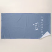 Chic Future Mr. Faded Denim Blue Monogram Strandtuch (Vorderseite)