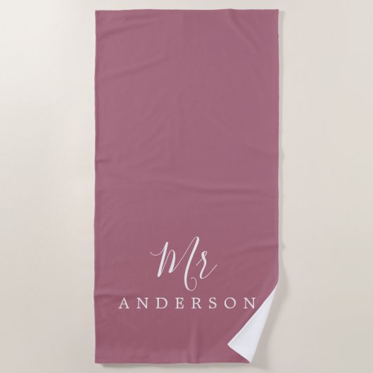 Chic Future Mr. Lila Cassis Monogram Strandtuch (Vorderseite)