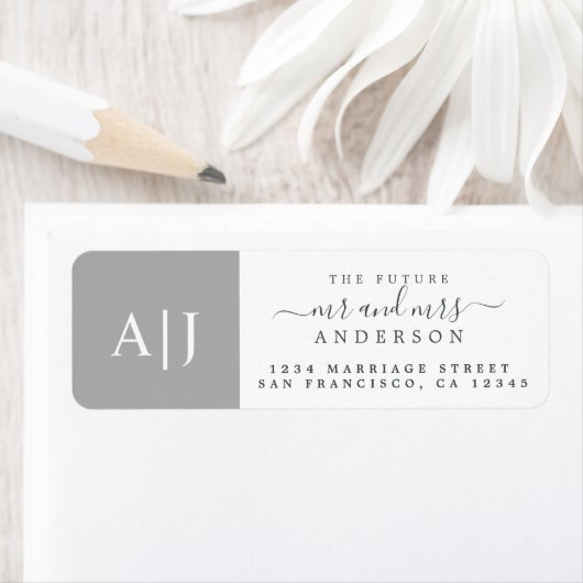 Chic Future Mr. Monogram Wedding Rücksendeadresse (Insitu)