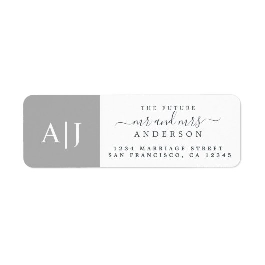 Chic Future Mr. Monogram Wedding Rücksendeadresse (Vorne)