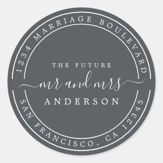 Chic Future Mr. Wedding Rücksendeadresse Black Runder Aufkleber (Vorderseite)