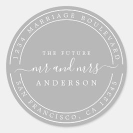 Chic Future Mr. Wedding Rücksendeadresse Gray Runder Aufkleber