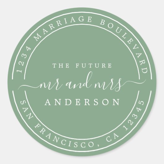 Chic Future Mr. Wedding Rücksendeadresse Green Runder Aufkleber (Vorderseite)
