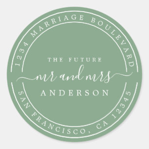Chic Future Mr. Wedding Rücksendeadresse Green Runder Aufkleber