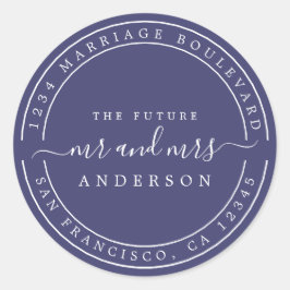 Chic Future Mr. Wedding Rücksendeadresse Navy Runder Aufkleber