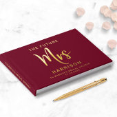 Chic Future Mrs Gold Foil Burgundy Brautparty Gästebuch