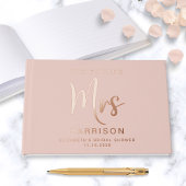 Chic Future Mrs. Rose Gold Foil Pink Brautparty Gästebuch