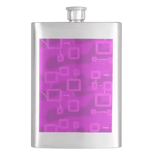 Chic Futuristic Geometric Pink Flachmann (Vorderseite)