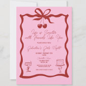Chic Galentine's Day Bow Pink und Cherry Red Einladung