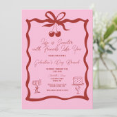 Chic Galentine's Day Bow Pink und Cherry Red Einladung