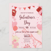 Chic Galentine's Day Celebration Einladungskarte Einladung (Vorne/Hinten)