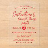 Chic Galentine's Favorite Things Party  Acryleinladungen (Vorderseite)