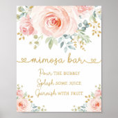 Chic Garden Blush Pink Blumengrün Mimosa Bar Poster (Vorne)