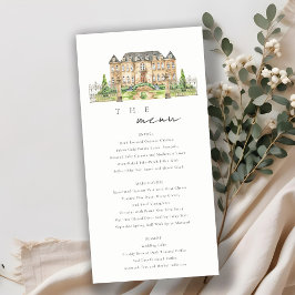 Chic Garden Chateau Watercolor Hochzeitskarte Dankeskarte
