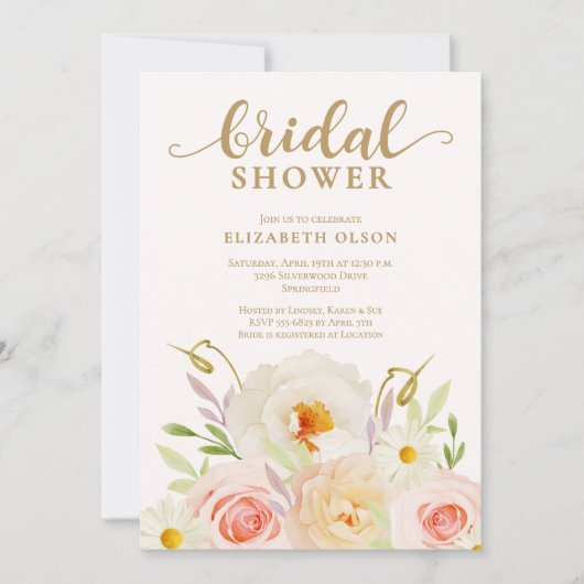 Chic Garden Floral Brautparty Einladung (Vorderseite)