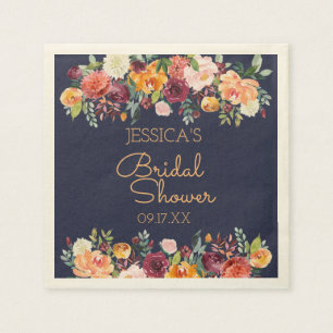 Chic Garden Floral Navy Blue Personalisiert Napkin Serviette