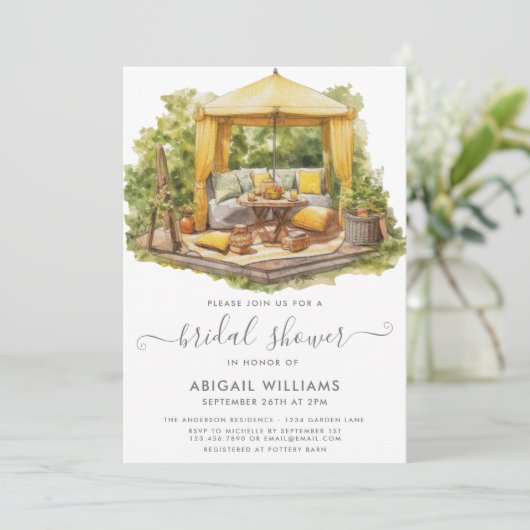 Chic Garden Party Lemon Citrus Brautparty Einladung (Stehend Vorderseite)