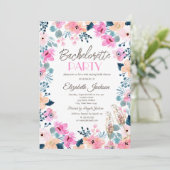 Chic Garden Pink Blume Bachelorette Einladung (Stehend Vorderseite)