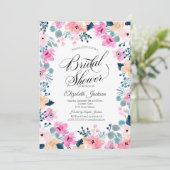 Chic Garden Pink Blume Brautparty Einladung (Stehend Vorderseite)