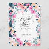 Chic Garden Pink Blume Brautparty Einladung (Vorne/Hinten)