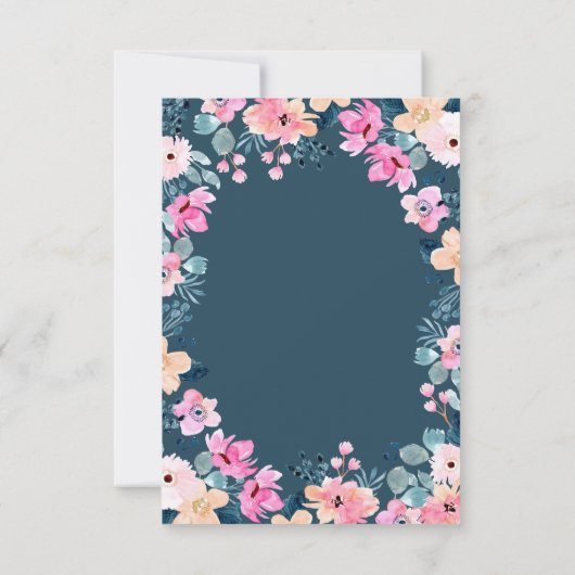 Chic Garden Pink Blume Empfang Einladung (Rückseite)
