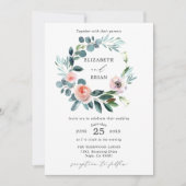 Chic Garden Rose Blumenreath Einladung (Vorderseite)