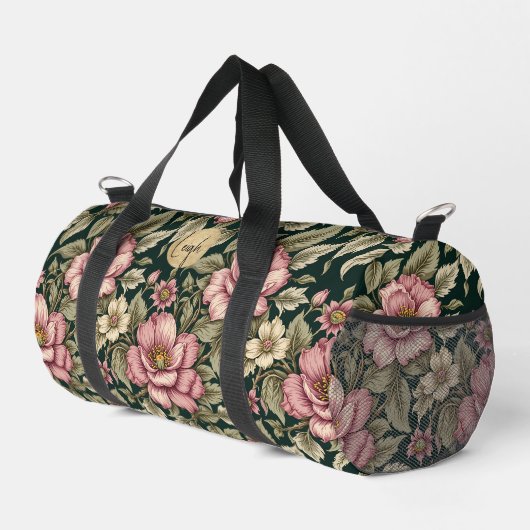 Chic Garden Rose Botanisch Duffle Bag (Rechte Ecke)