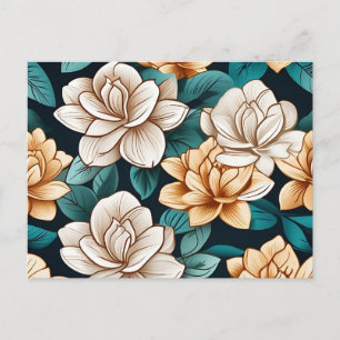 Chic Gardenia Blume und Blätter Postkarte