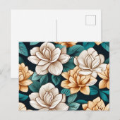 Chic Gardenia Blume und Blätter Postkarte (Vorne/Hinten)