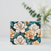 Chic Gardenia Blume und Blätter Postkarte (Stehend Vorderseite)